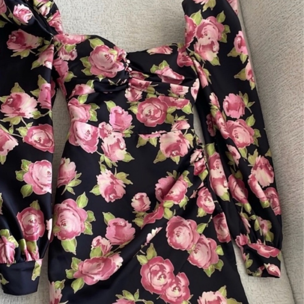 House of CB corset pink Floral Black mini Dress size M - Picture 5 of 5